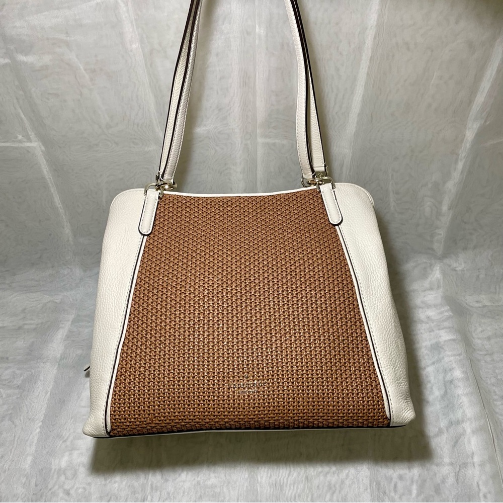 Kate Spade Jackson Straw Triple Compartment Shoulder Bag, EUC